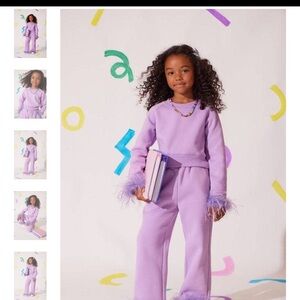 Stylish Purple Kids' Outfit with Feather Details